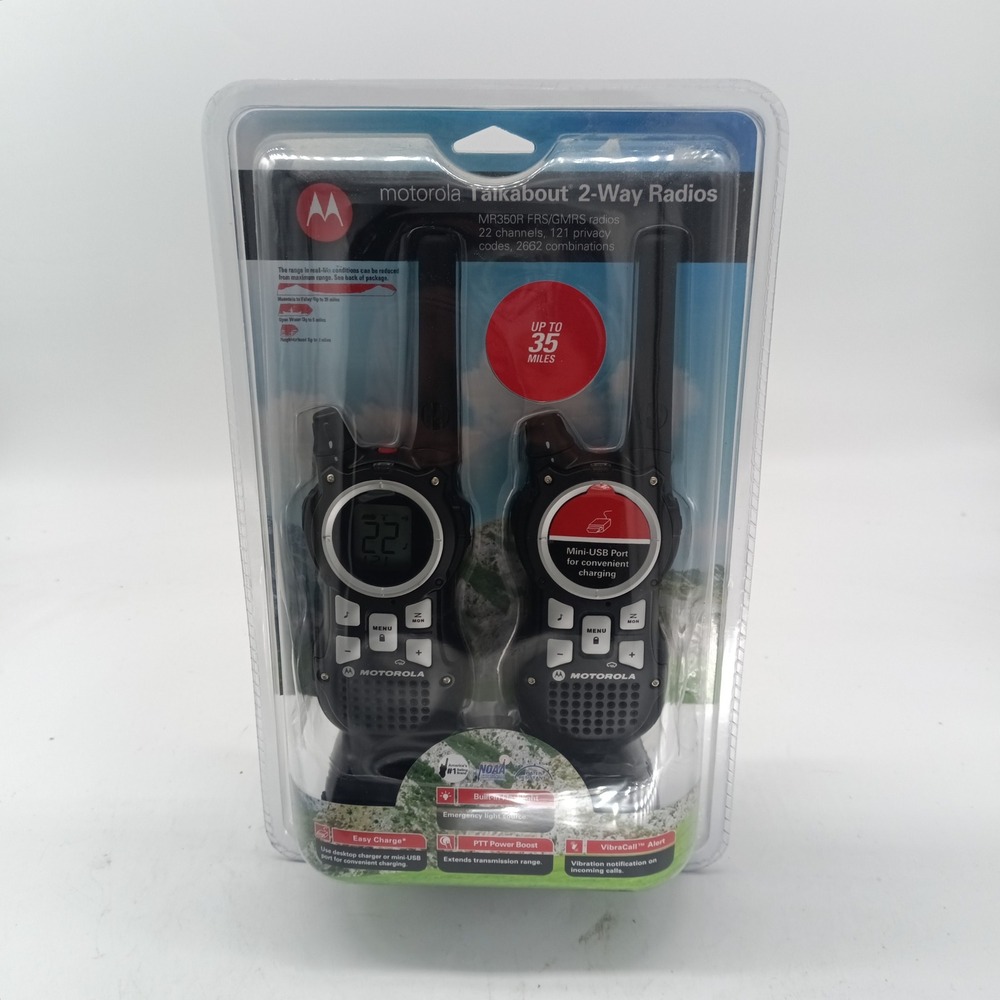 Motorola Talkabout MR350R 2-Way Radios 35 Mile Range FRS GMRS Black Silver a13